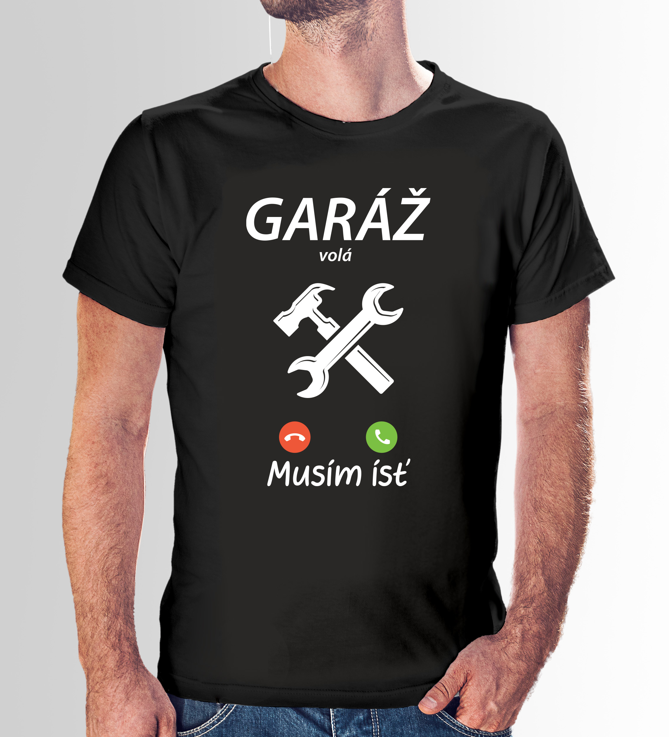 Vtipné tričko s potlačou "Garáž volá, musím ísť"