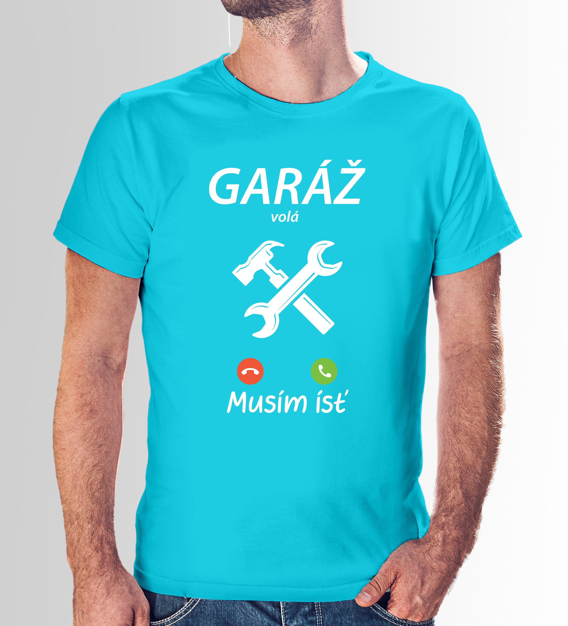 Vtipné tričko s potlačou "Garáž volá, musím ísť"