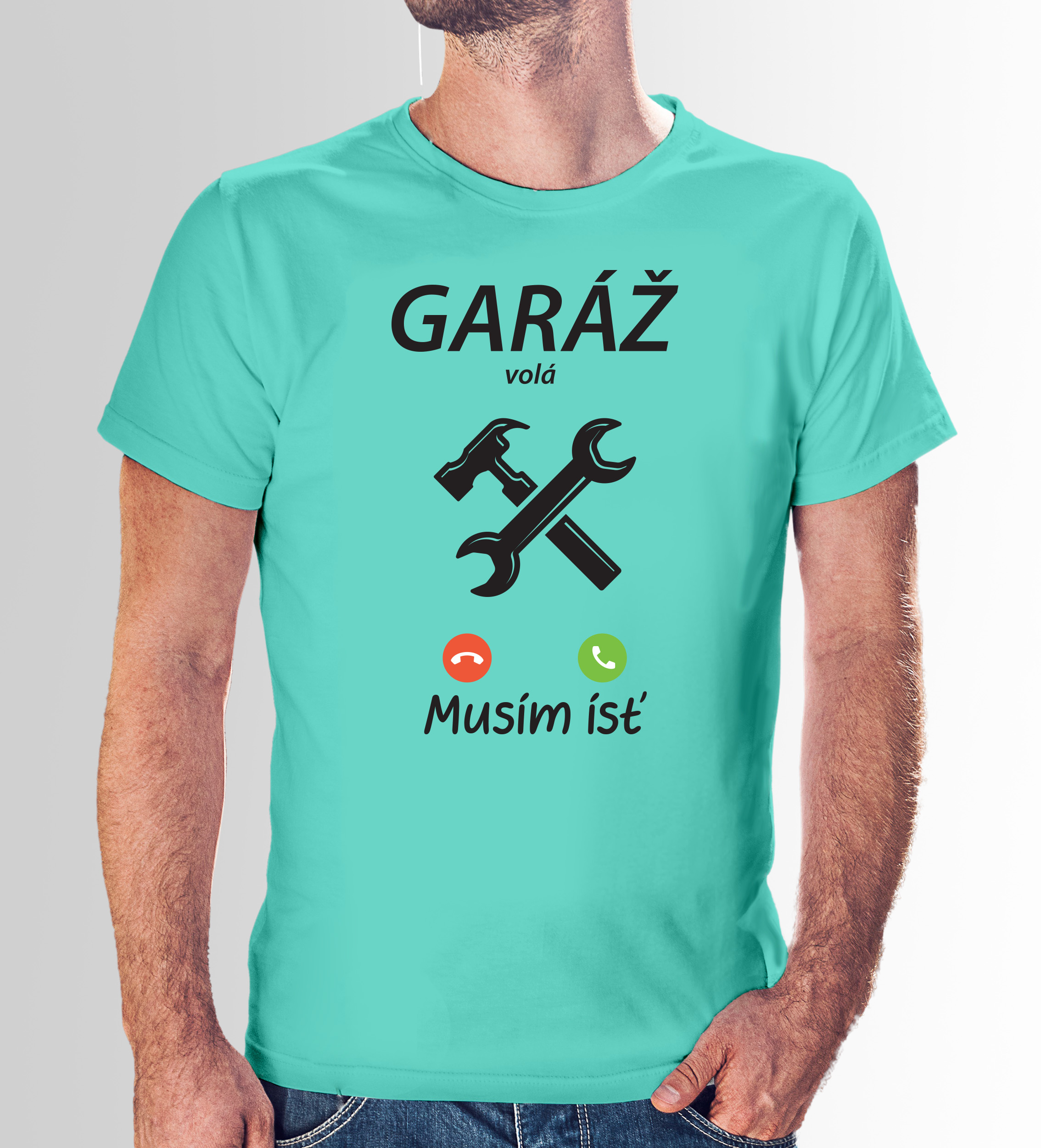 Vtipné tričko s potlačou "Garáž volá, musím ísť"