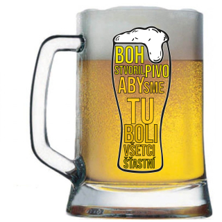 Pivový krígel s potlačou Boh stvoril pivo