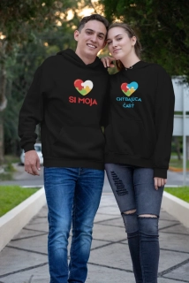 Set párové mikiny s potlačou Si moja/chýbajúca časť